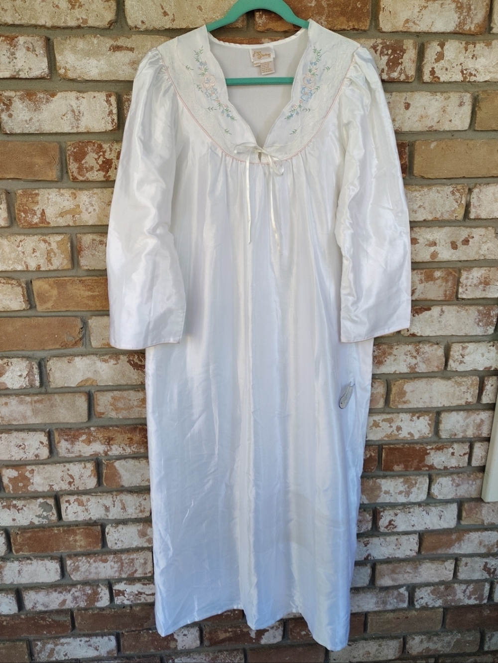 Ilise Stevens NWT Vintage Brushed Back Satin Maxi Nightgown Dress Sz L Victorian